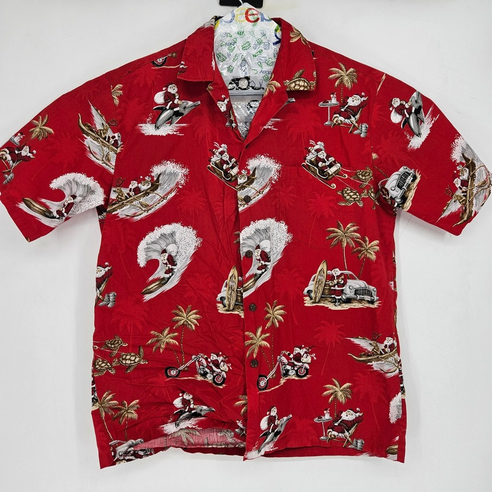 Pacific‎ Legend Hawaiian Shirt Mens Large Santa Claus Christmas Vintage USA